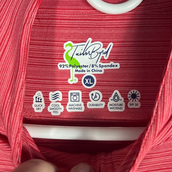 TailorByrd Performance Pullover Mens XL Cherry Red Stripe 1/4 Zip Golf NEW - Picture 7 of 10